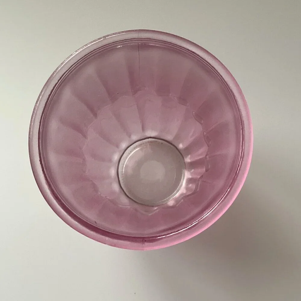 PINK RIBBED GLASS VASE DECORATIVE FLORAL DIY